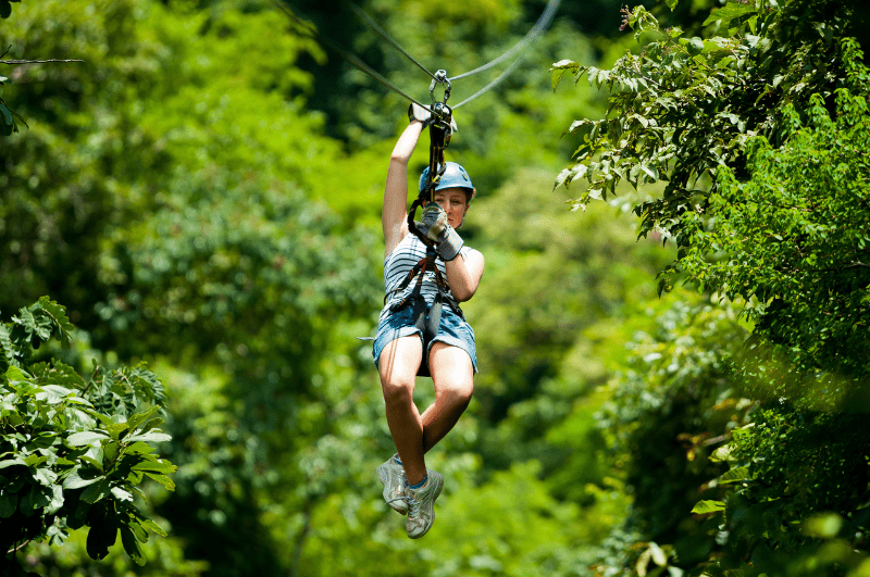 Woman in Cozumel Mexico zip lining
